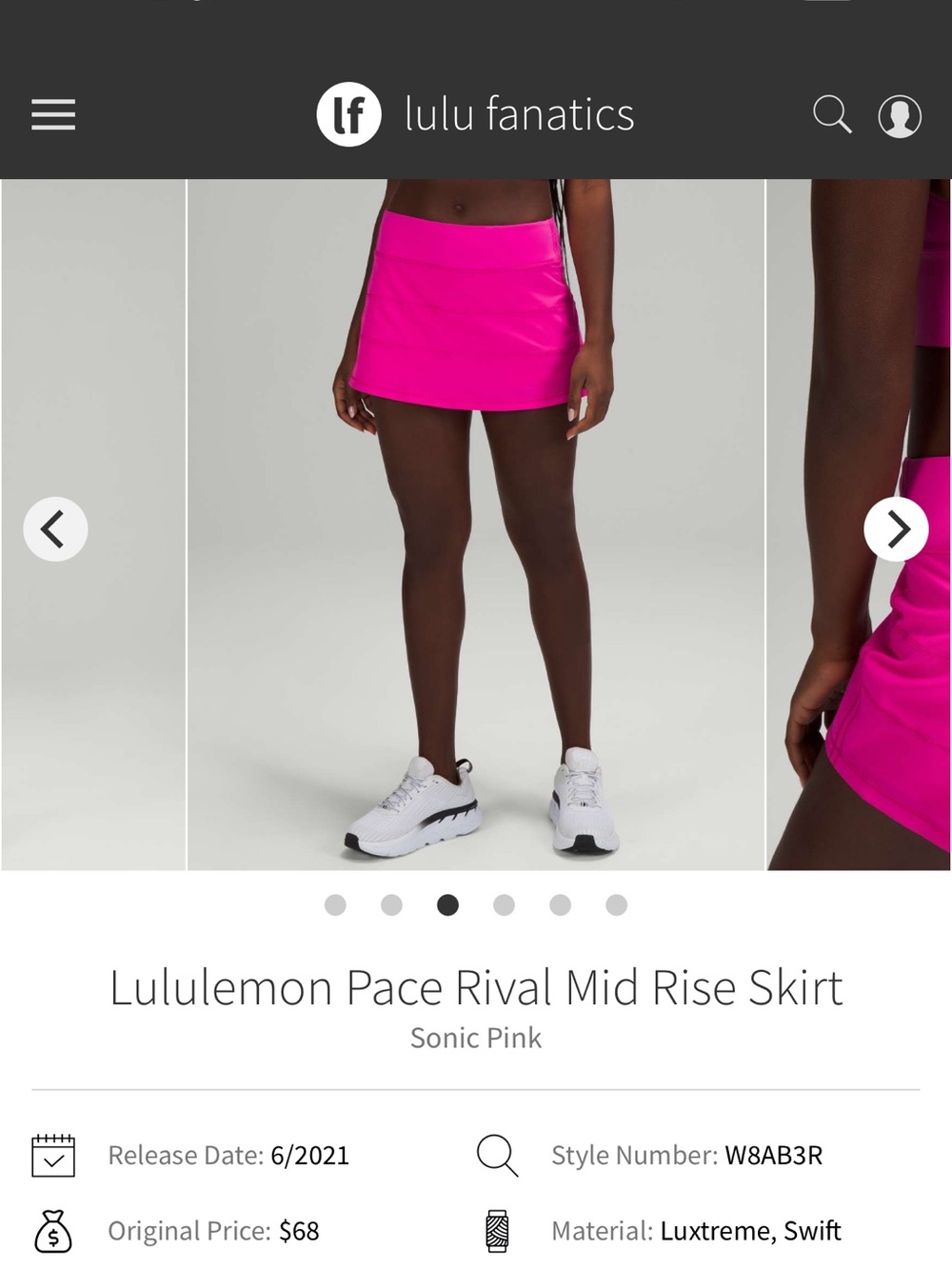 lululemon athletica Pace Rival Skirt Mid Rise in Sonic Pink - Picture 4 of 4